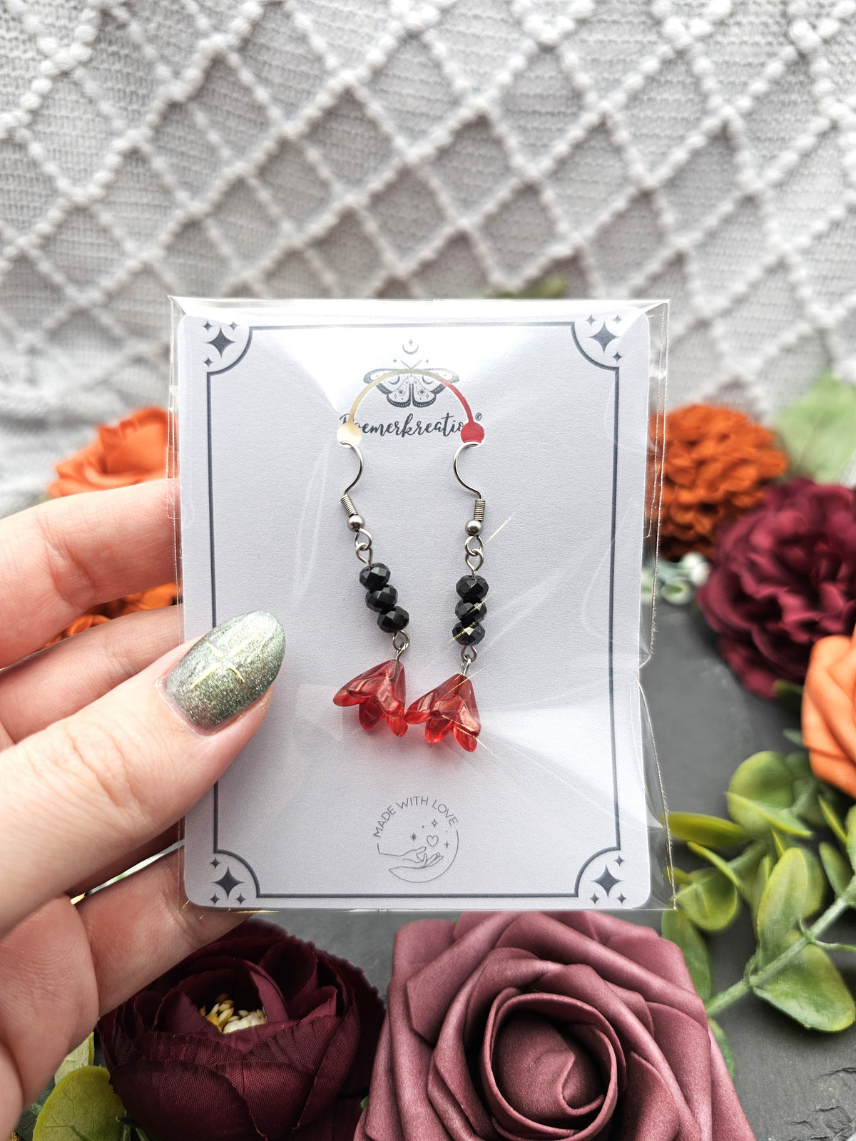 Ohrringe Floral Rot | Spinell | Edelstahl