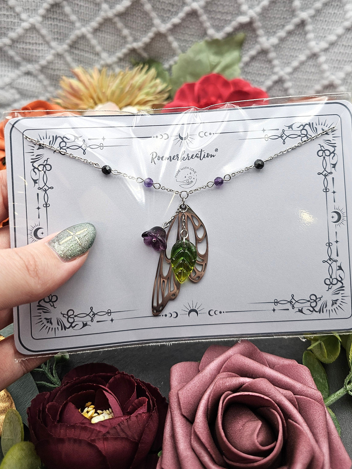 Halskette Magic Forest Dark | Spinell & Amethyst | Edelstahl