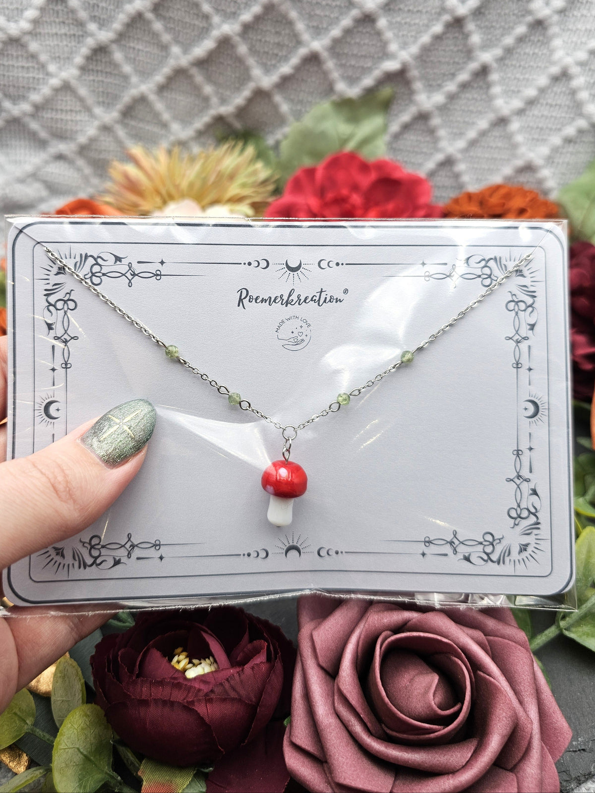 Halskette Fliegenpilz | Peridot | Edelstahl