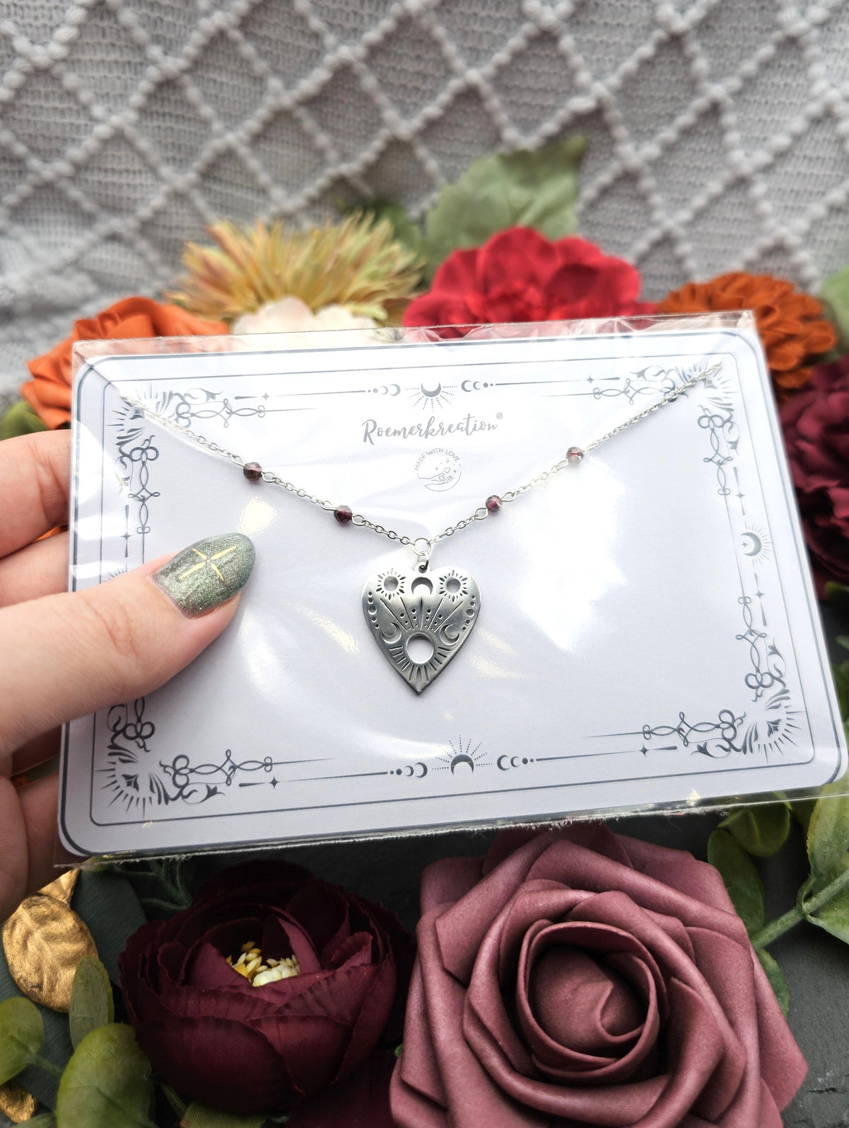 Halskette Planchette | Granat | Edelstahl