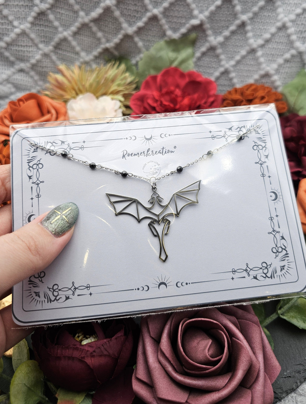 Halskette Drache | Spinell | Edelstahl