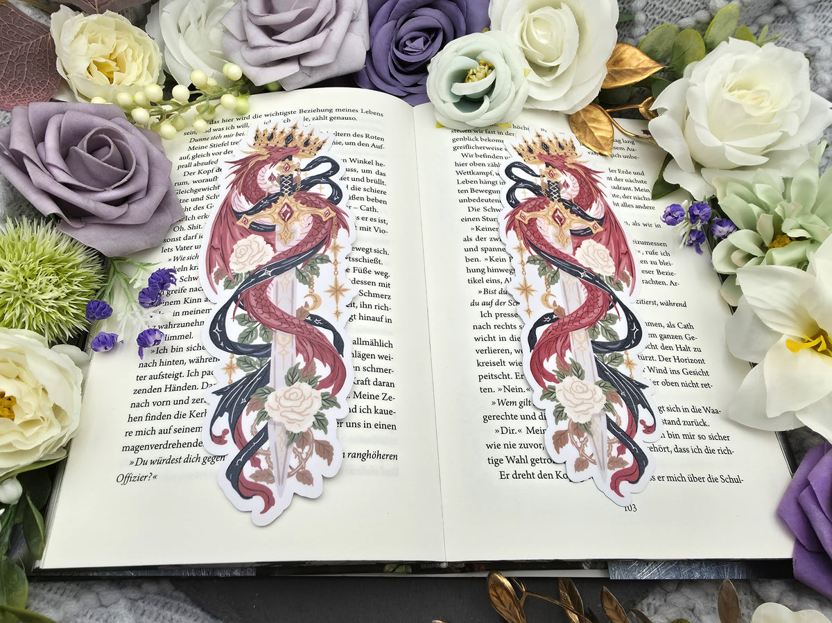 Lesezeichen Fantasy Red Dragon | Die Cut Bookmark