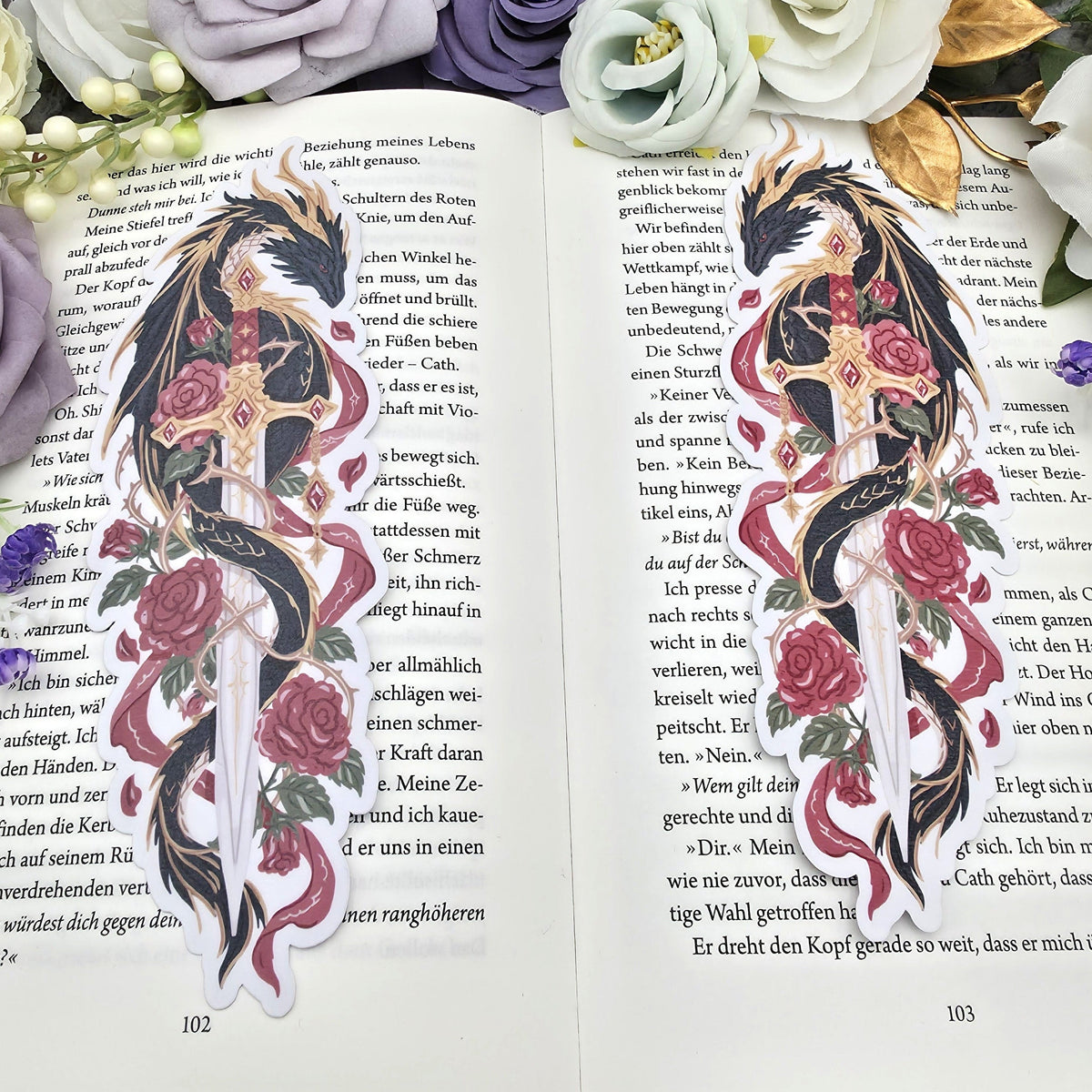 Lesezeichen Fantasy Black Dragon | Die Cut Bookmark