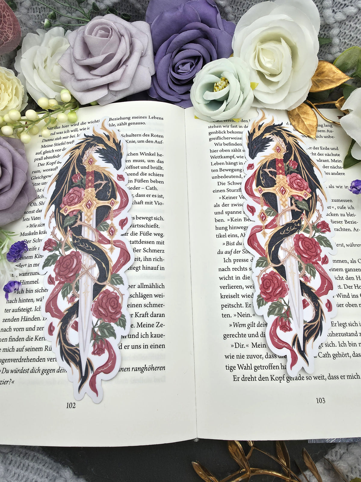 Lesezeichen Fantasy Black Dragon | Die Cut Bookmark