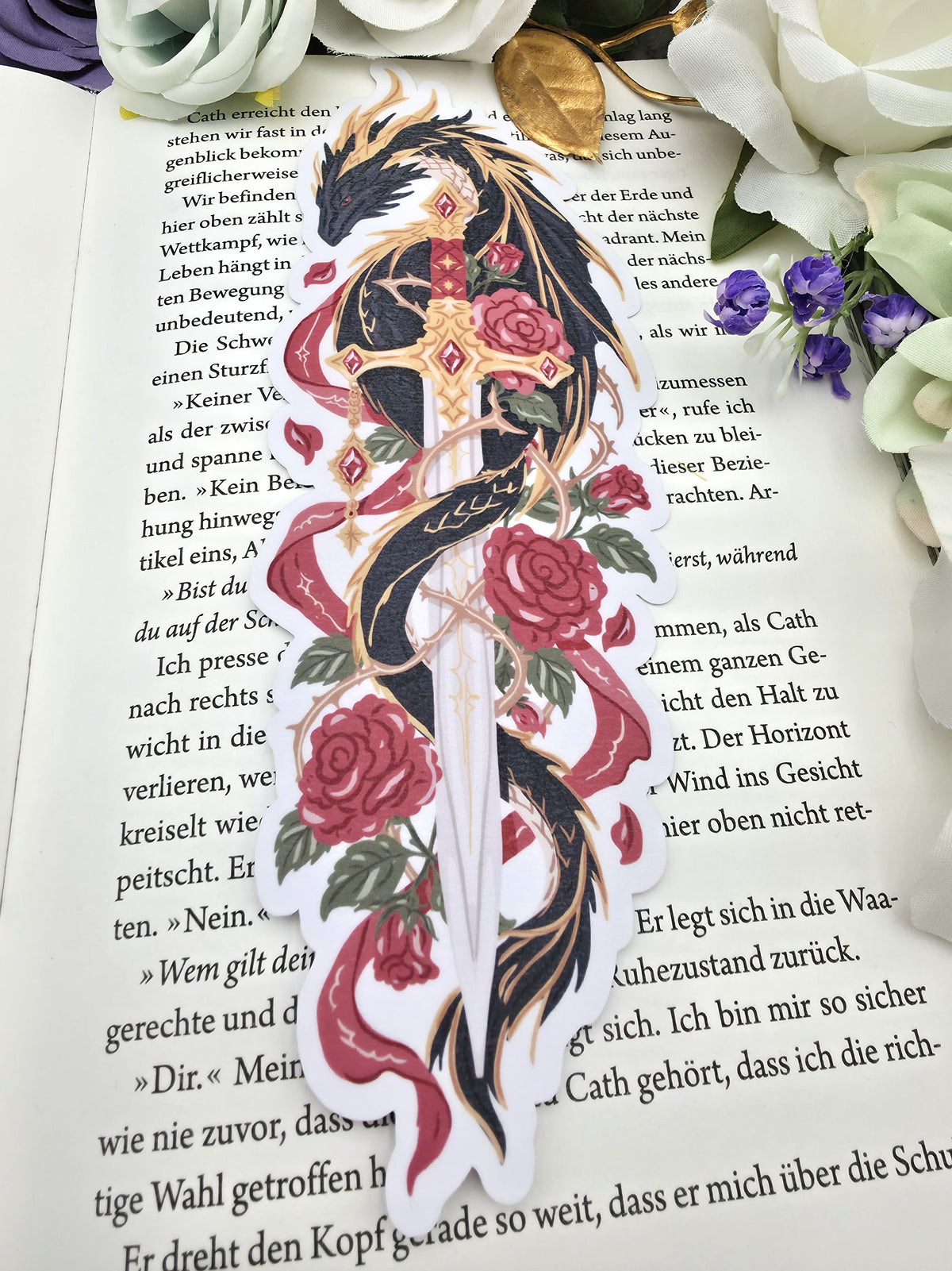 Lesezeichen Fantasy Black Dragon | Die Cut Bookmark