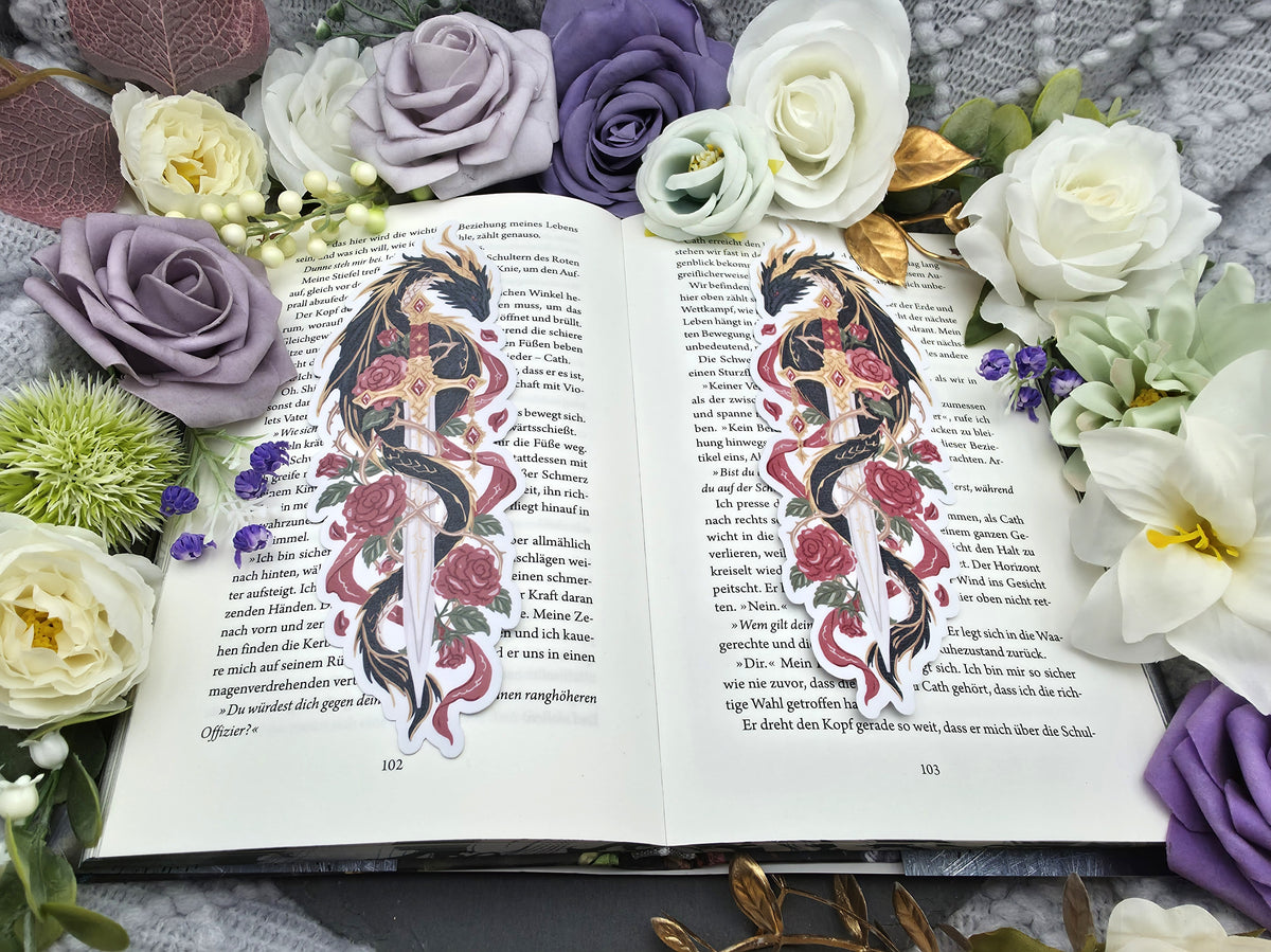 Lesezeichen Fantasy Black Dragon | Die Cut Bookmark