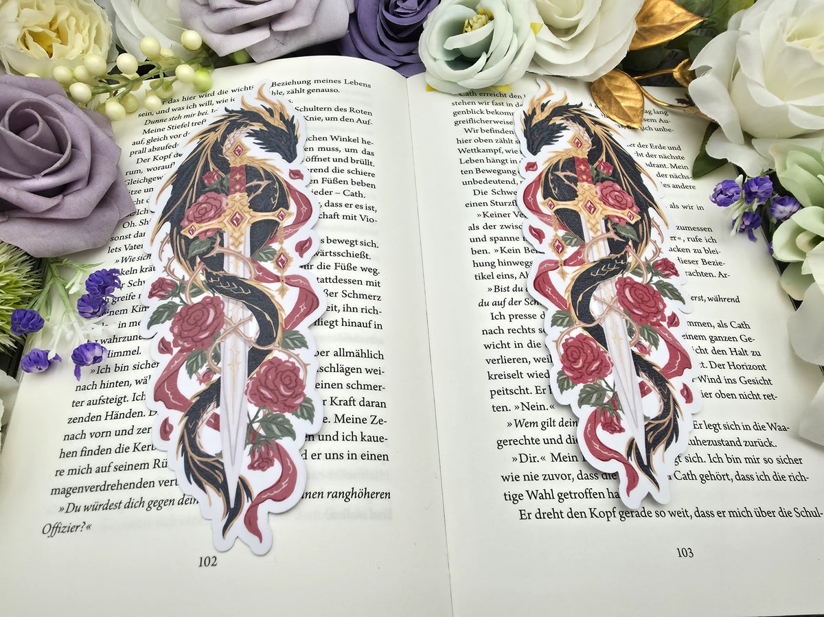Lesezeichen Fantasy Black Dragon | Die Cut Bookmark