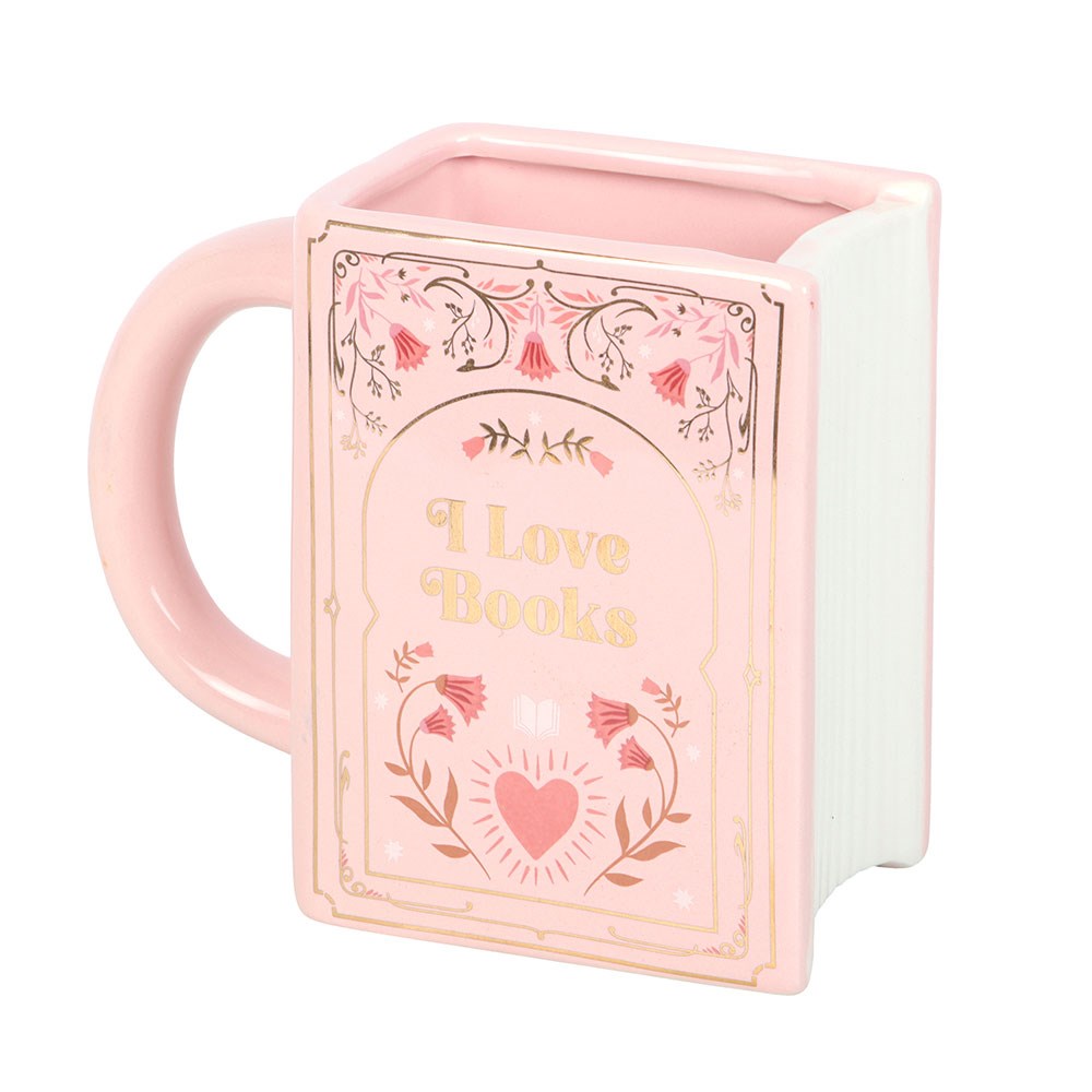 Mug "I Love Books" Ceramic pink