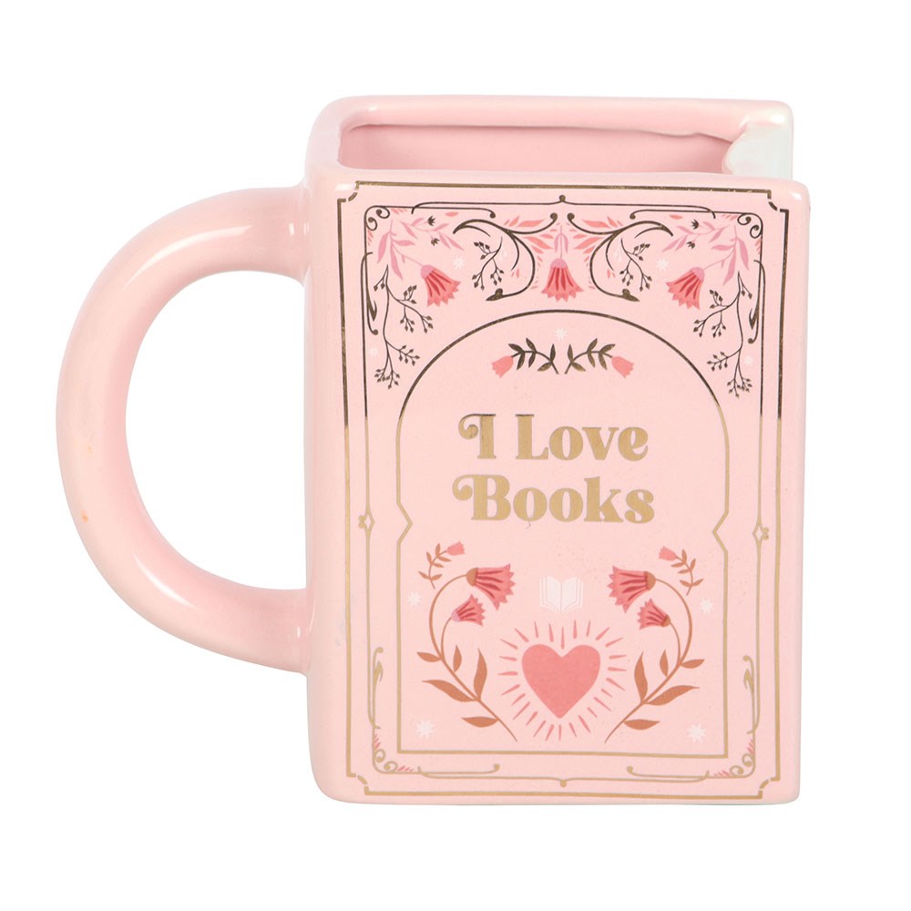 Mug "I Love Books" Ceramic pink