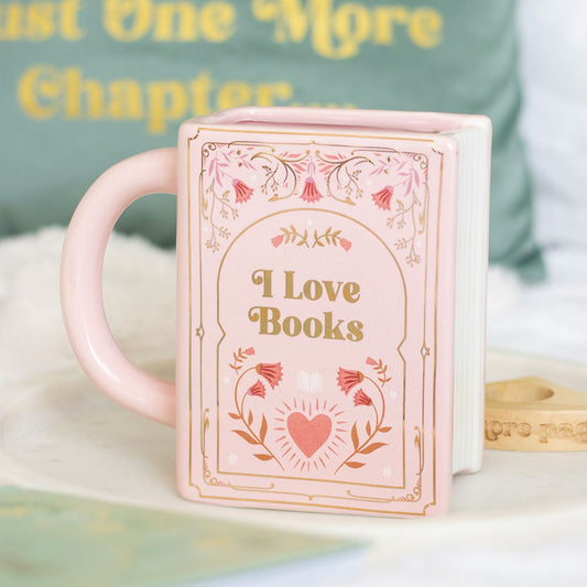 Mug "I Love Books" Ceramic pink
