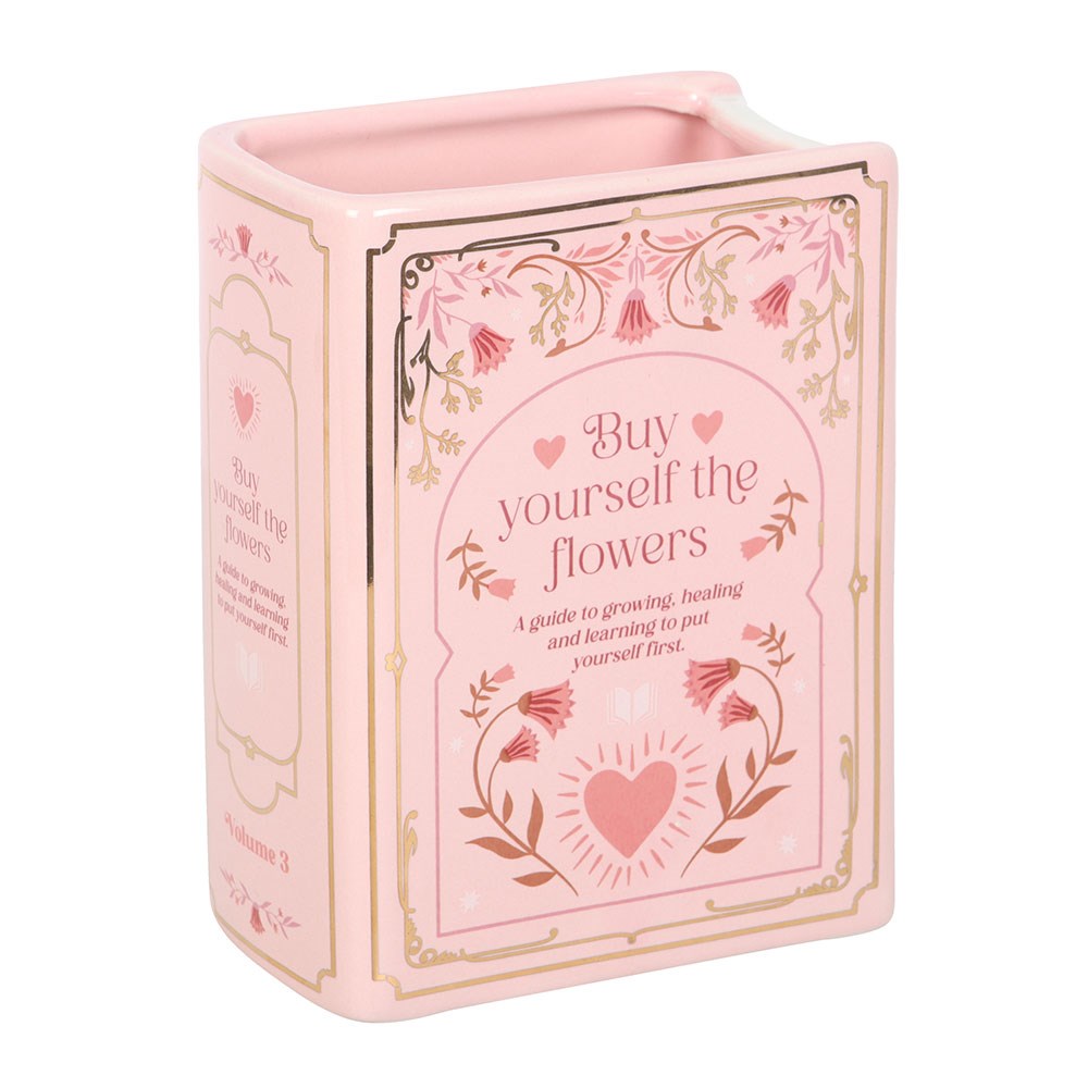 Vase rosa Buch "Buy yourself the flowers"