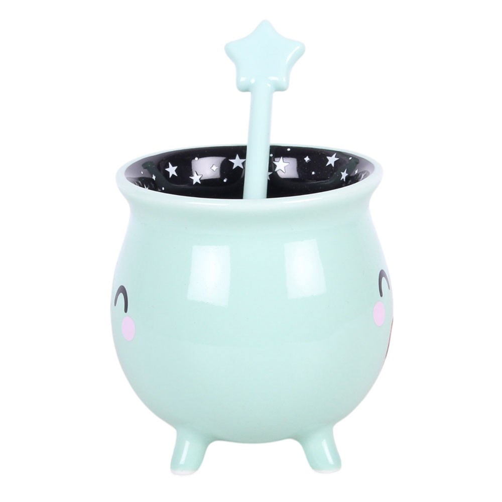 Tasse "Cauldron" mit Zauberstab Löffel Keramik Mint