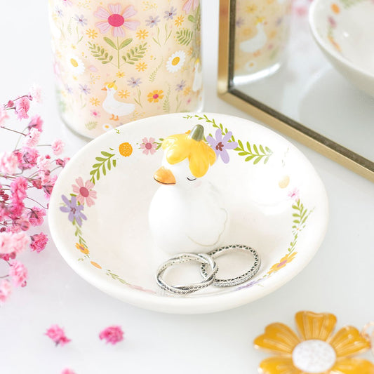 Jewellery Dish "Daisy & Duck" White Ceramic