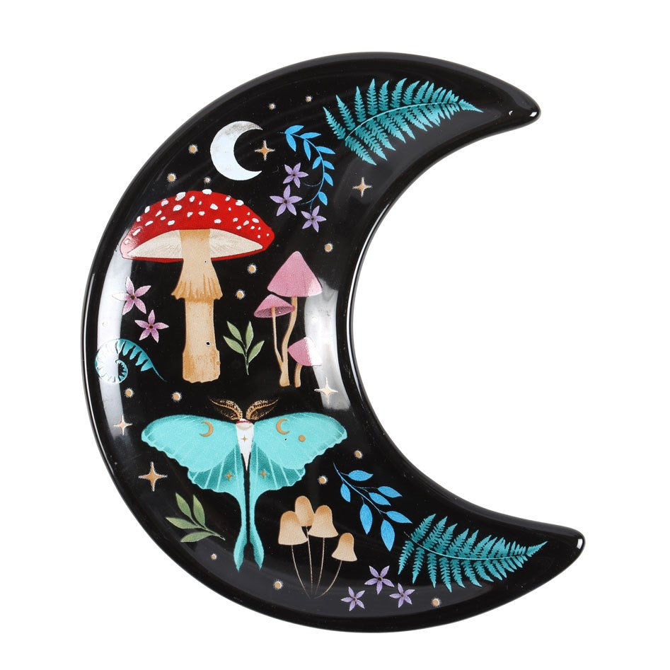 Jewelry Dish "Dark Forest Crescent Moon" Ceramic Black