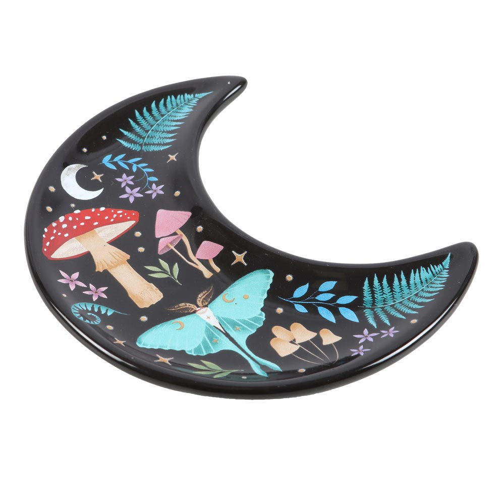 Jewelry Dish "Dark Forest Crescent Moon" Ceramic Black