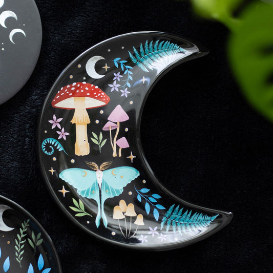 Jewelry Dish "Dark Forest Crescent Moon" Ceramic Black