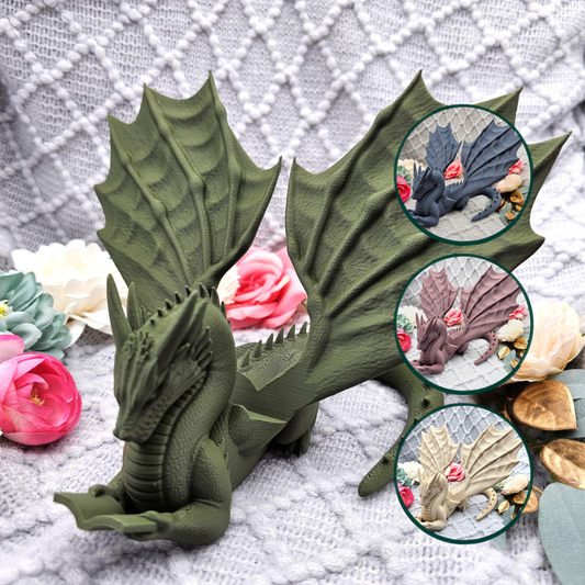 Accountant Dragon Reading | Cozy Colors Color Selection | Various Sizes | 3D Print | Stand for Books E-Readers Tablets