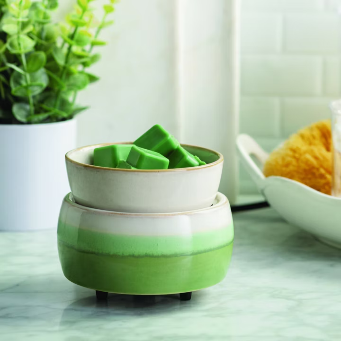 CANDLE WARMERS® 2 in1 Classic Duftlampe MATCHA LATTE creme/grün elektrisch aus Keramik