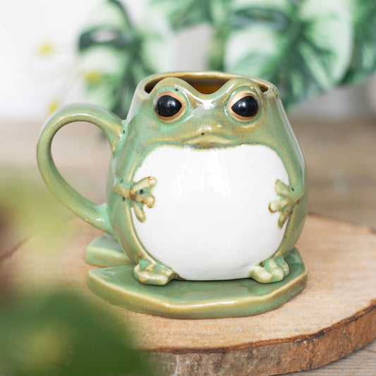 Tasse "Frosch" Keramik grün