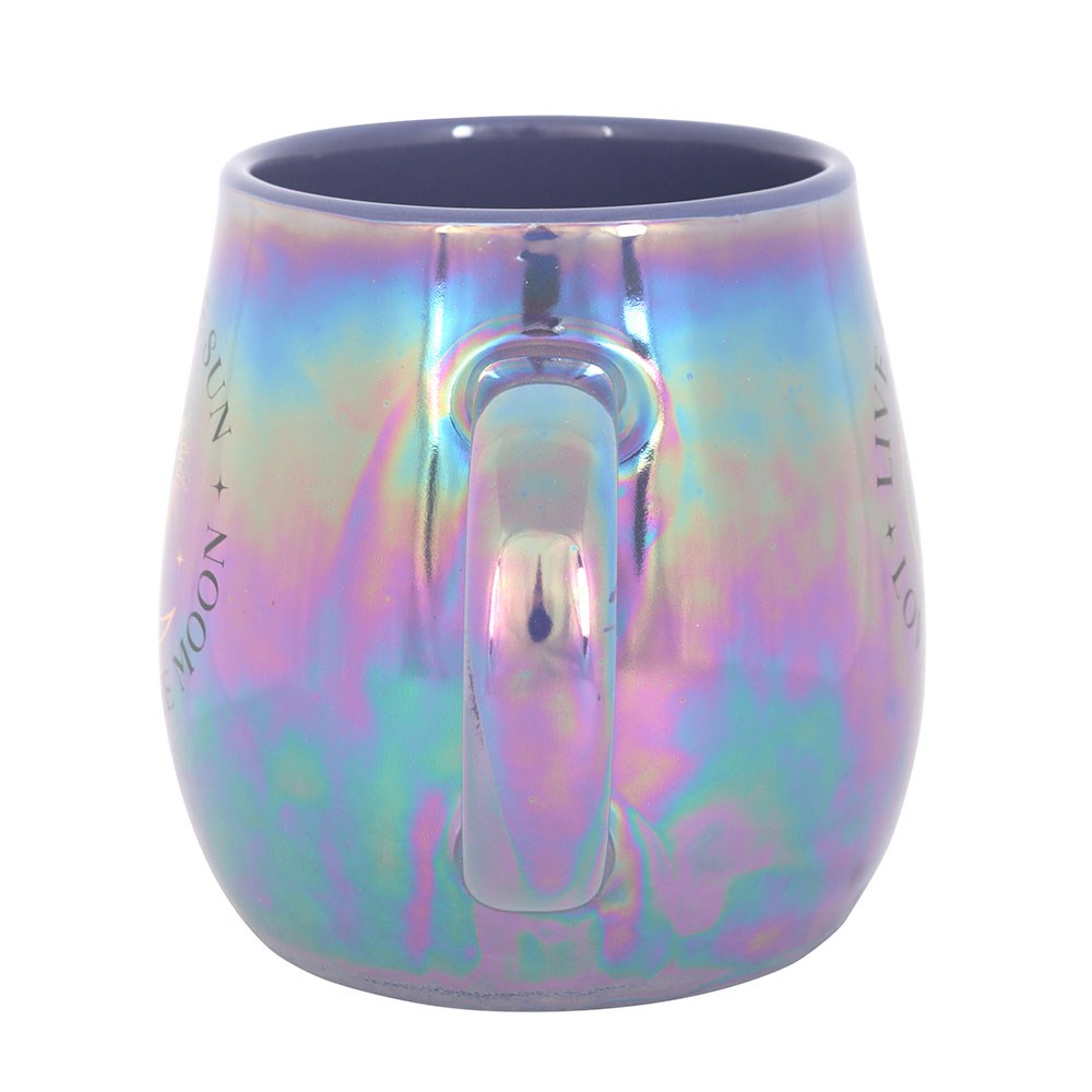 Mug "Live by the Sun Love by the Moon" iridescent midnight blue ceramic