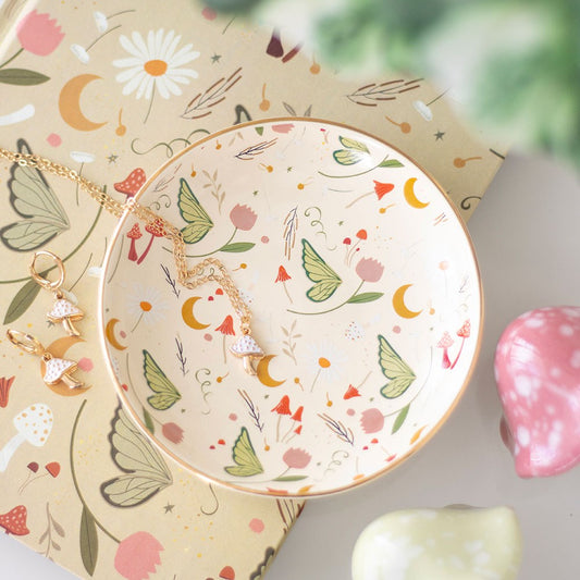 Jewelry Dish "Fairy Folklore" Ceramic white