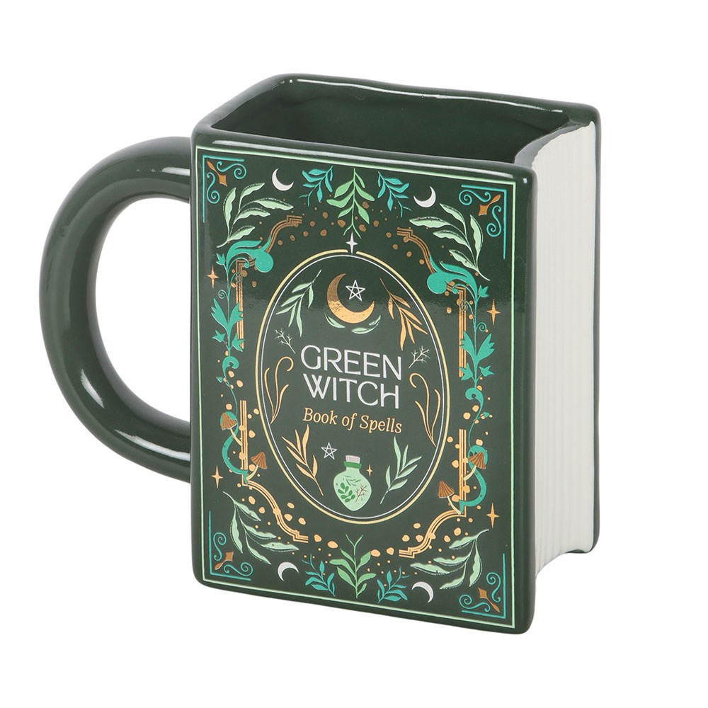 "Green Witch Book" Ceramic Mug, Green