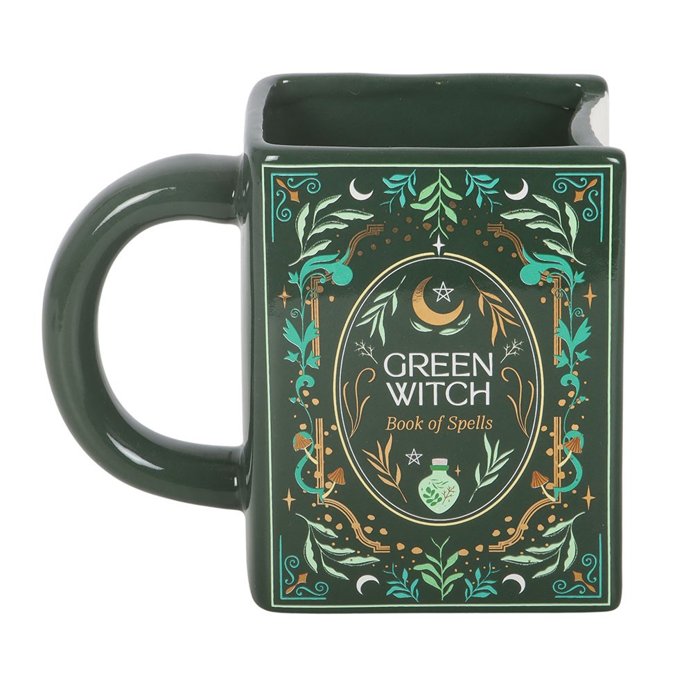 "Green Witch Book" Ceramic Mug, Green