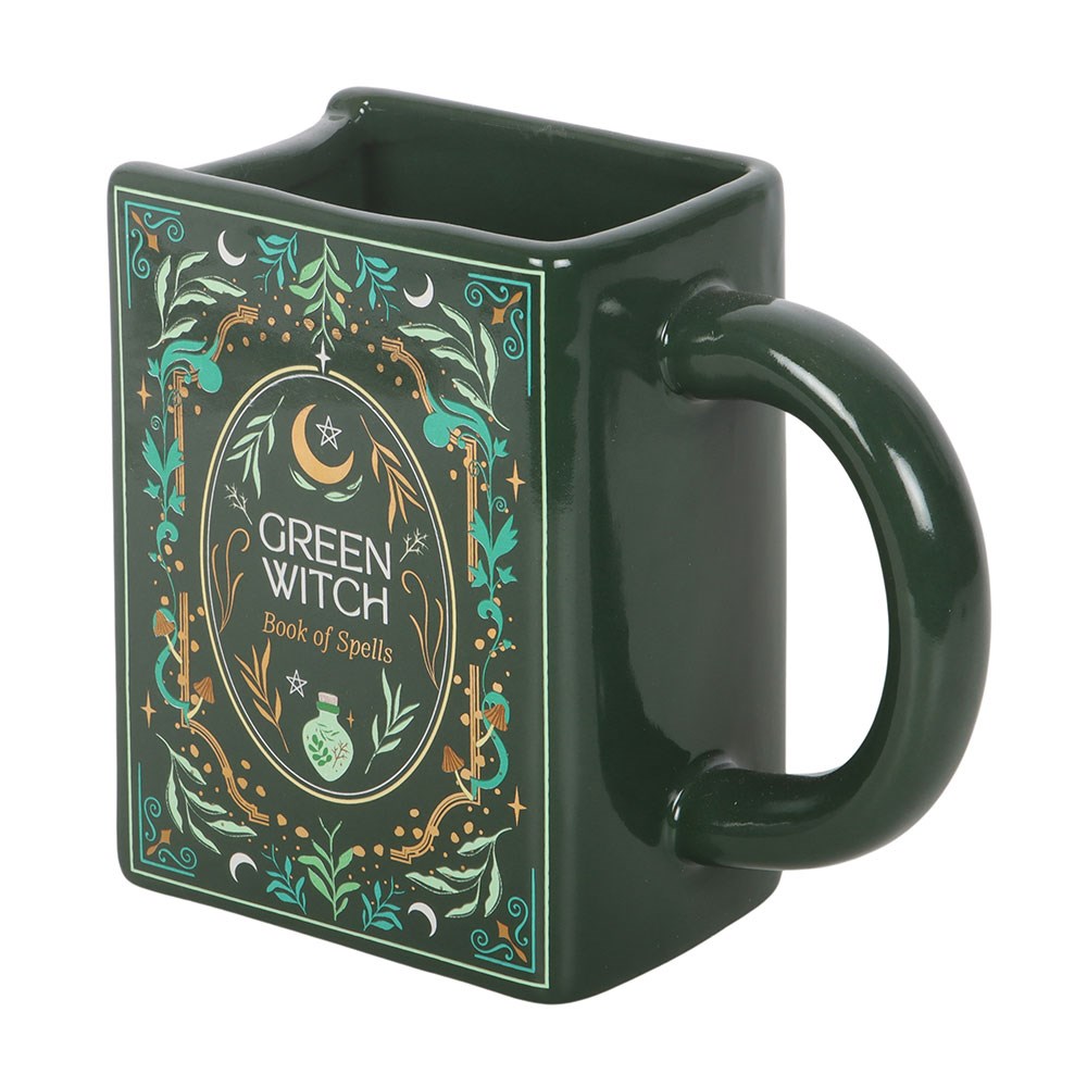 "Green Witch Book" Ceramic Mug, Green
