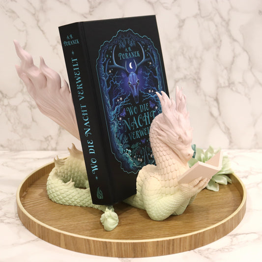 Buchhalter lesender Flammendrache Regenbogen | verschiedene Größen | 3D Druck | Aufsteller Bücher E-Reader Tablet