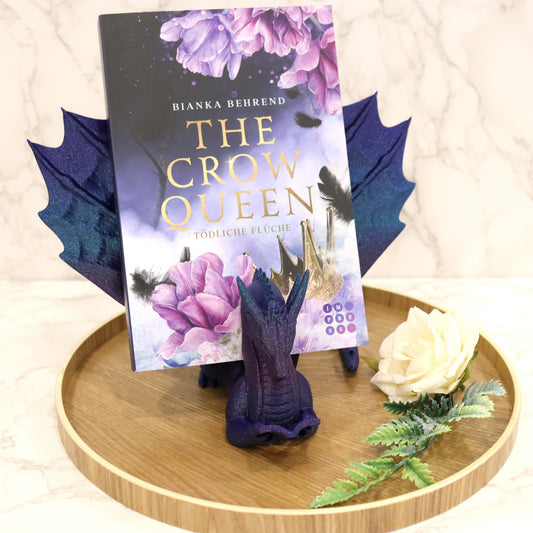 Buchhalter lesender Drache Galaxy glänzend | verschiedene Größen | 3D Druck | Aufsteller Bücher E-Reader Tablet