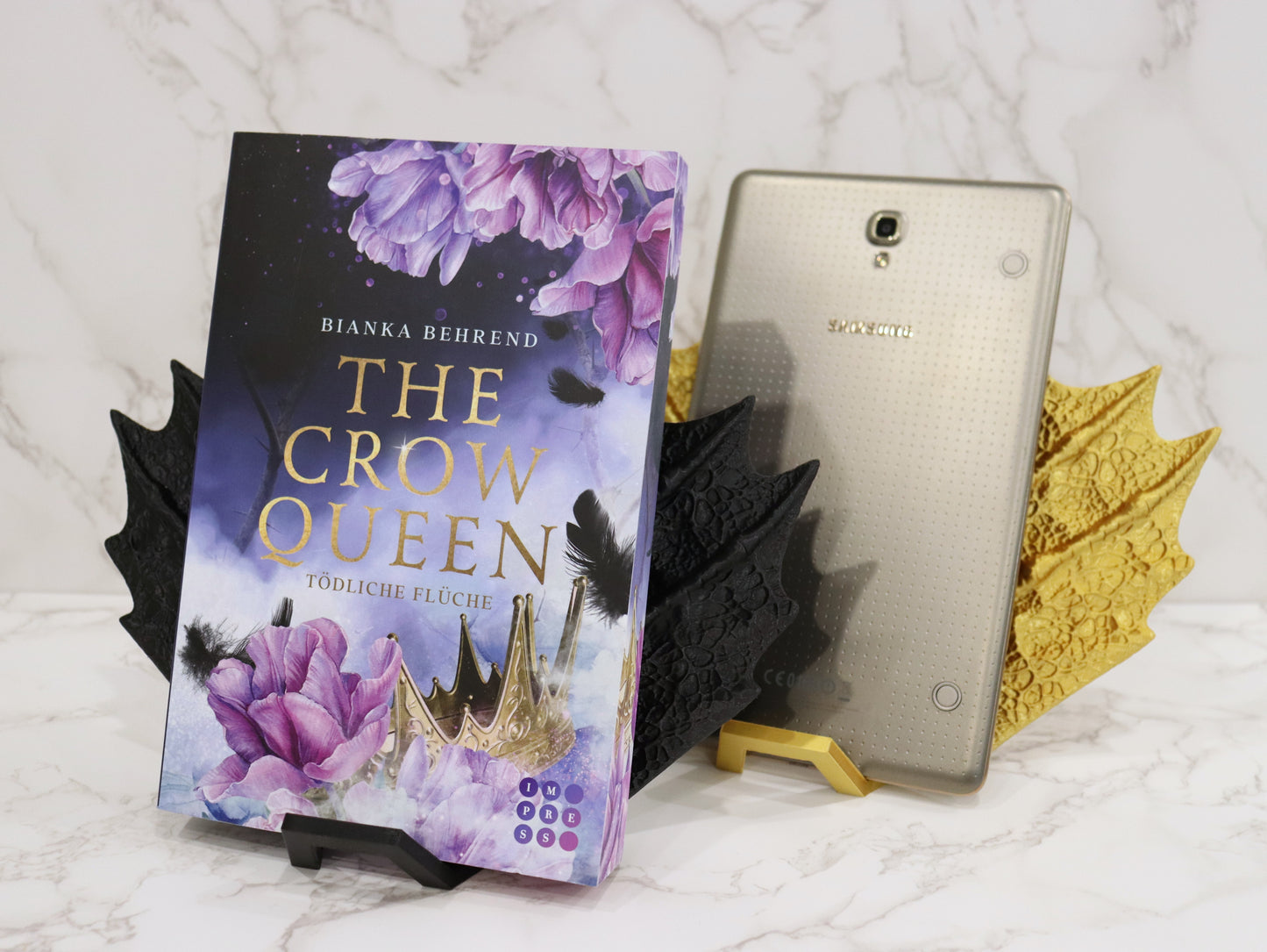 Book Stand Dragon Wings Black or Gold | 3D Print | Bookend | Holder for Book E-Reader Tablet