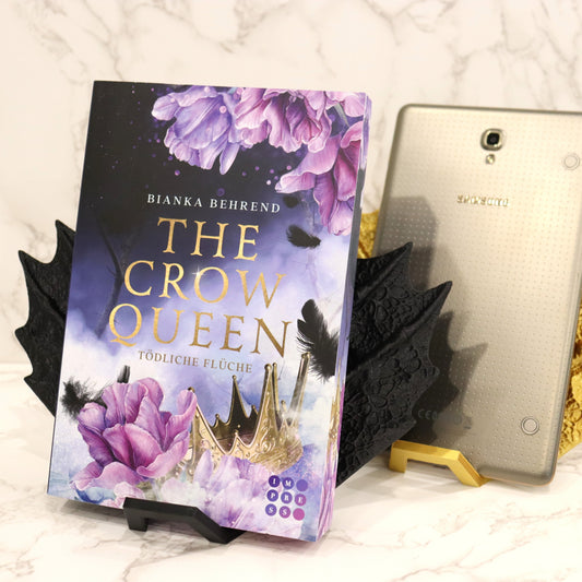 Buchständer Drachenflügel Schwarz oder Gold | 3D Druck | Buchstütze | Halter für Buch E-Reader Tablet