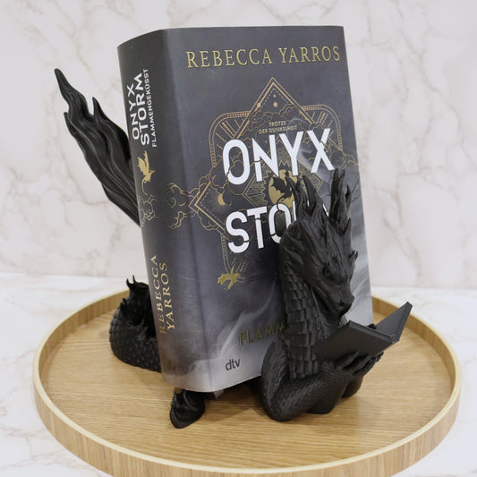 Accountant Reading Fire Dragon Black | various sizes | 3D print | Stand Books E-reader Tablet