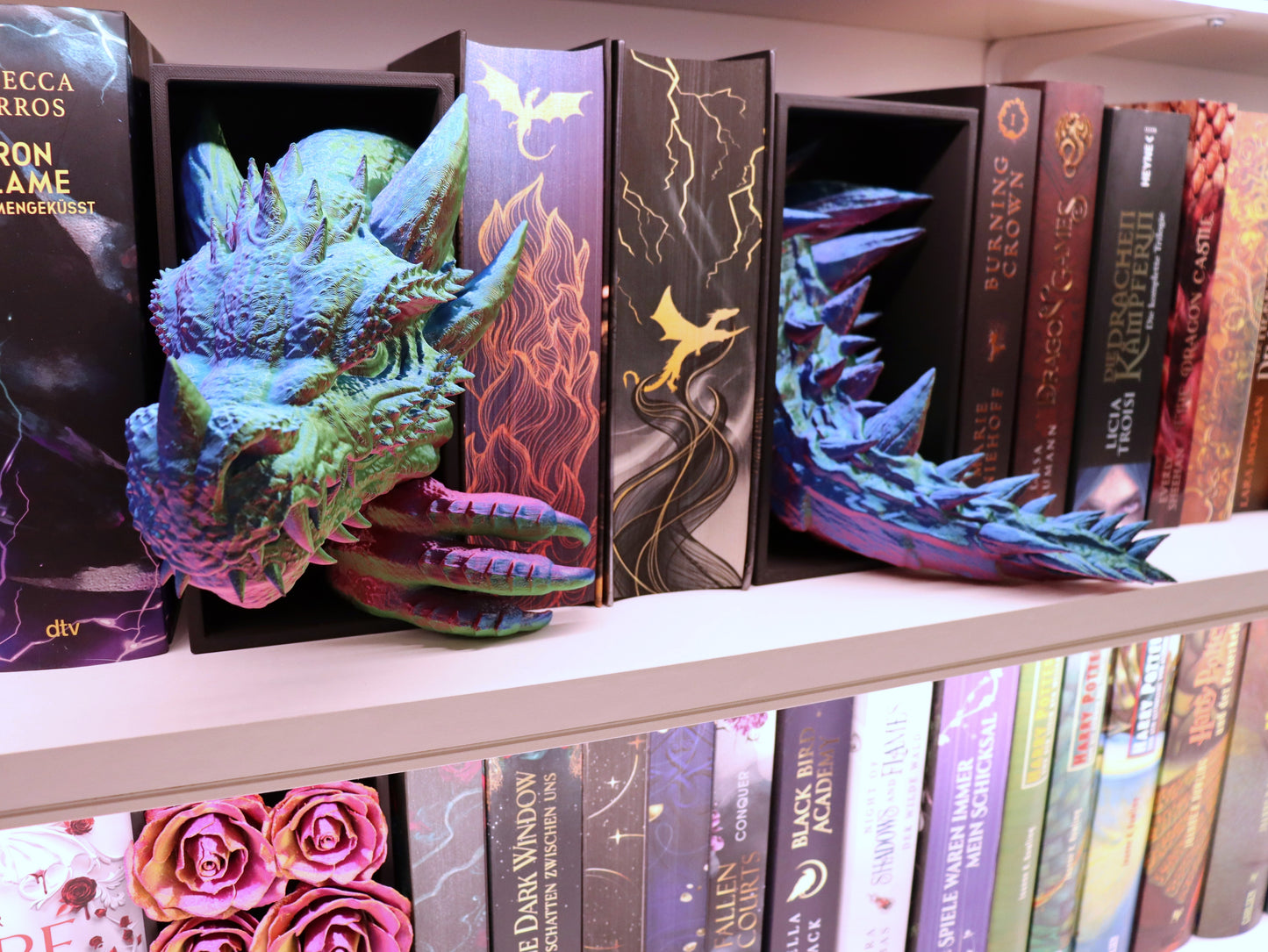 Book Nook Drache Rainbow Set/Einzeln | 3D Druck | Buchstütze | Dekoration Bücherregal
