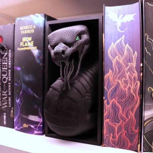 Book Nook Schlange Schwarz | 3D Druck | Buchstütze | Dekoration Bücherregal