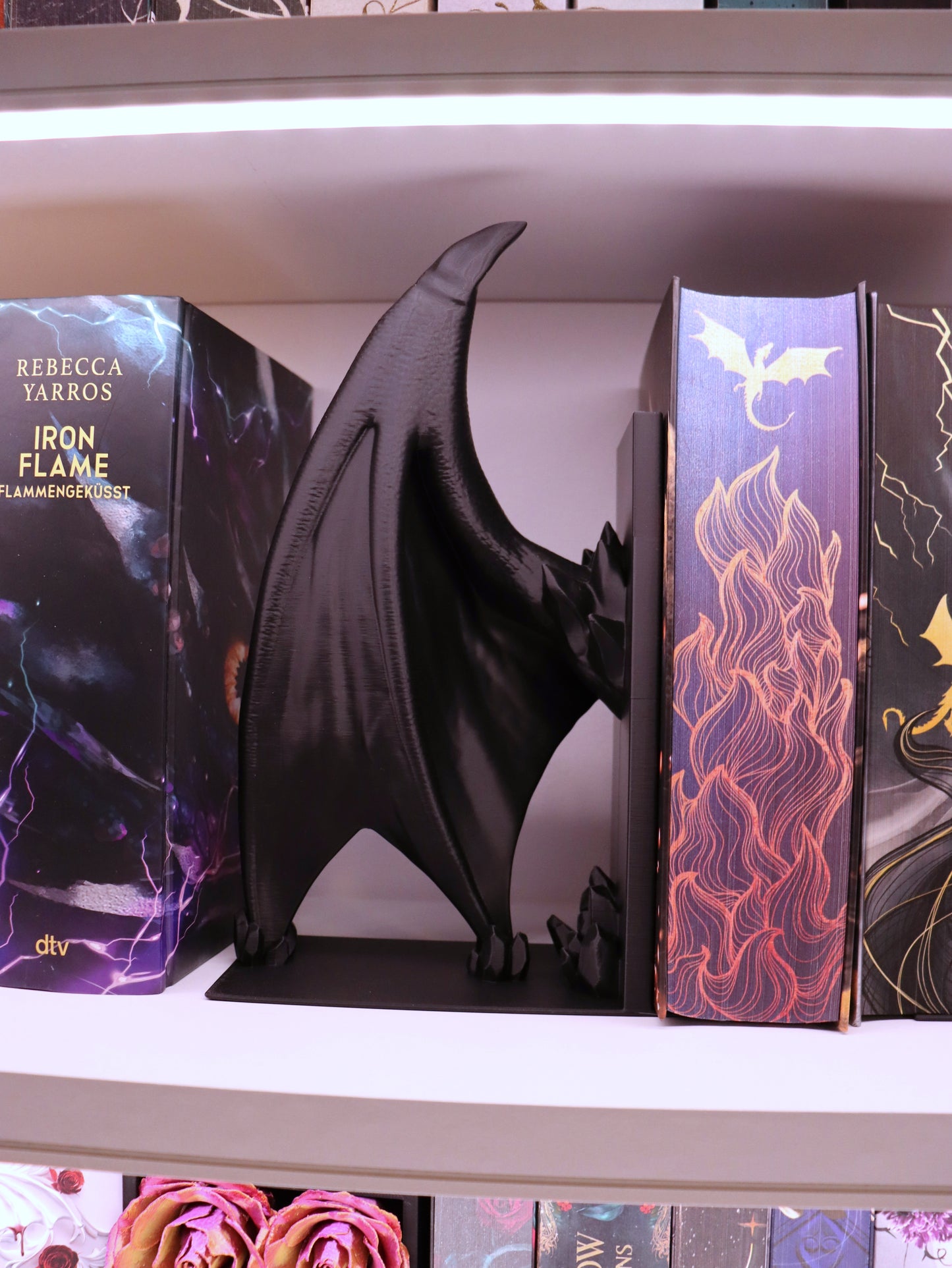 Buchstütze Drachenflügel Schwarz Einzeln/Set | 3D Druck | Buchhalter