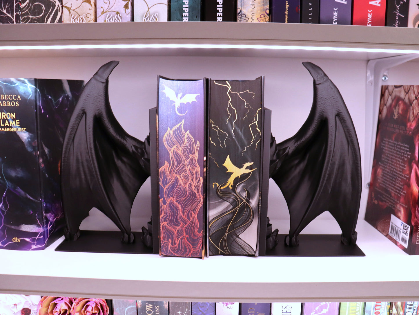 Buchstütze Drachenflügel Schwarz Einzeln/Set | 3D Druck | Buchhalter