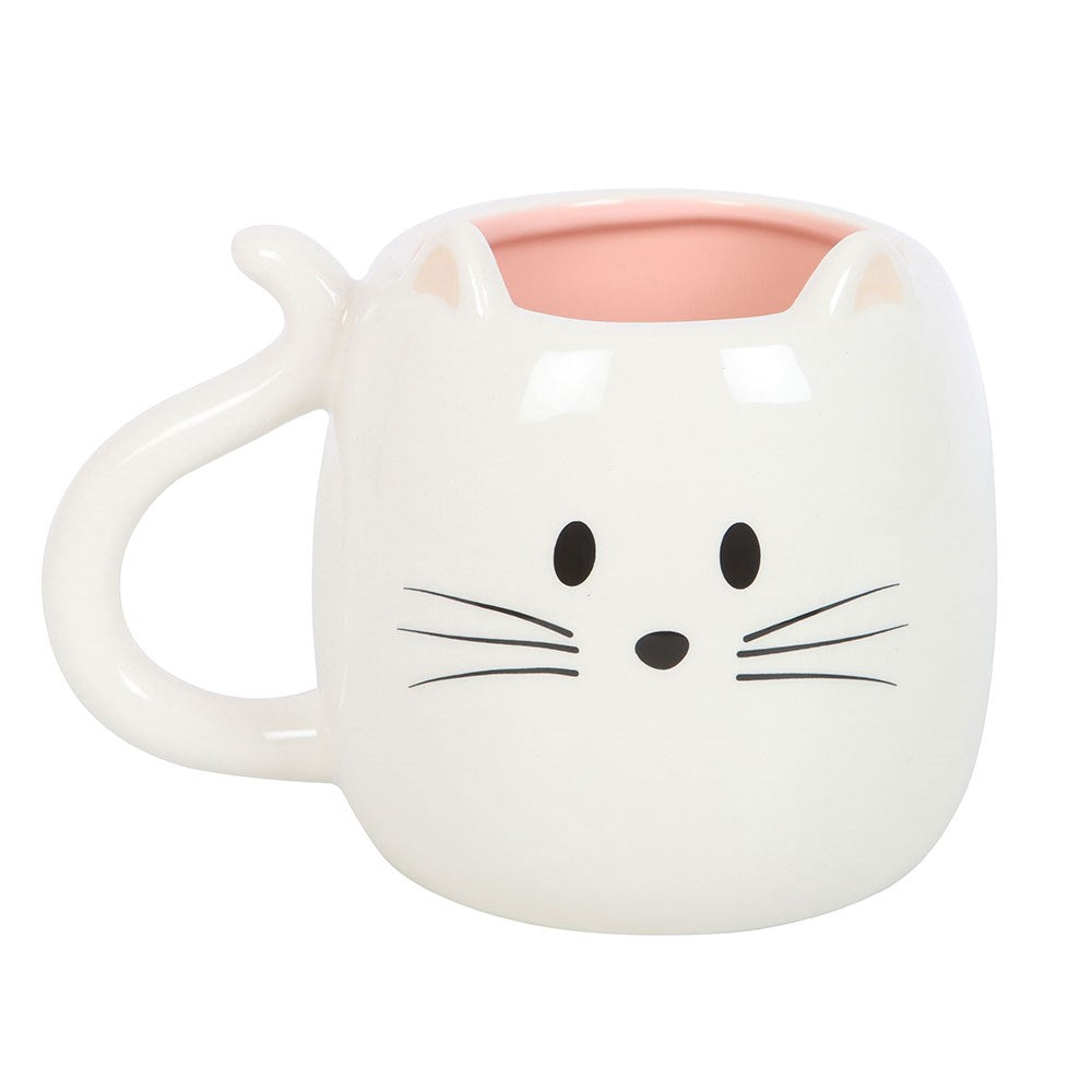 Tasse "White Cat" Keramik Weiß