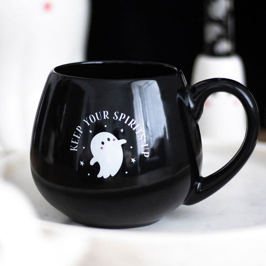 Tasse "Keep your Spirits up" Keramik schwarz