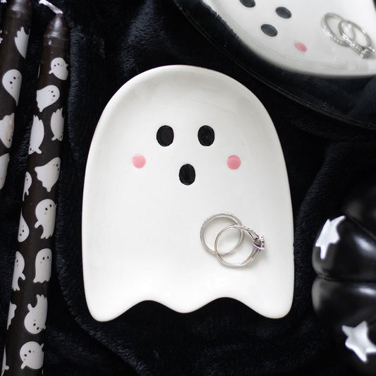 Jewelry Dish "Sweet Ghost" White Ceramic