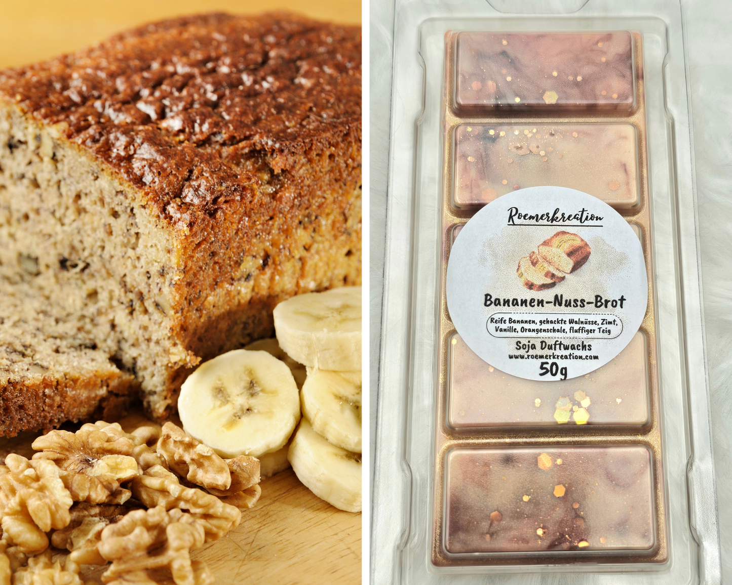 Tafel 50 g | Bananen-Nuss-Brot | Duftwachs