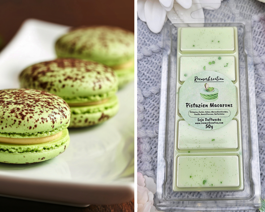 Tafel 50 g | Pistazien Macarons | Duftwachs