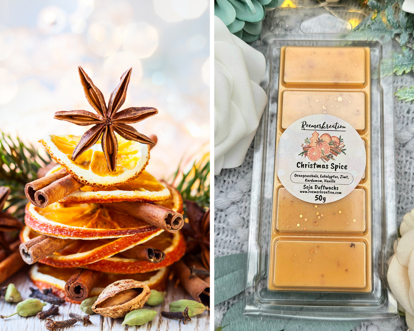 Tafel 50 g | Christmas Spice | Duftwachs