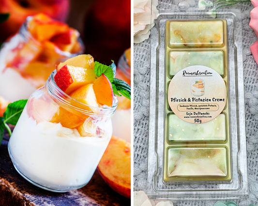 Tafel 50 g | Pfirsich & Pistazien Creme | Duftwachs