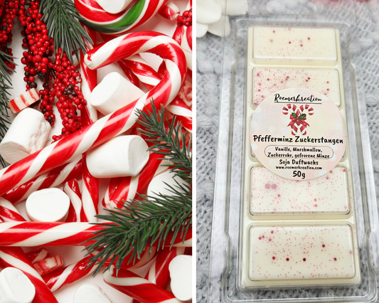 Tafel 50 g | Pfefferminz Zuckerstangen | Duftwachs