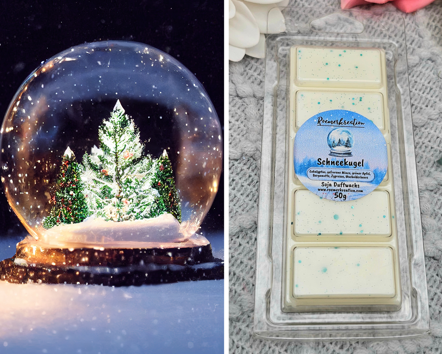 Tafel 50 g | Schneekugel | Duftwachs