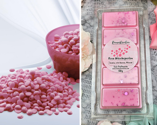 Tafel 50 g | Rosa Wäscheperlen | Duftwachs