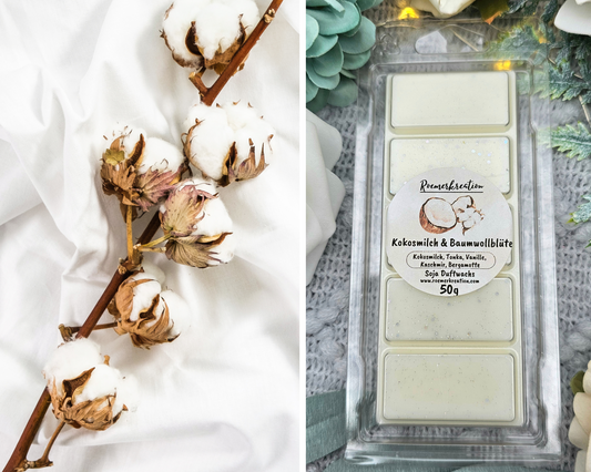 Tafel 50 g | Kokosmilch & Baumwollblüte | Duftwachs