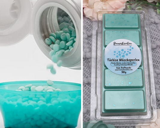 Tafel 50 g | Türkise Wäscheperlen | Duftwachs