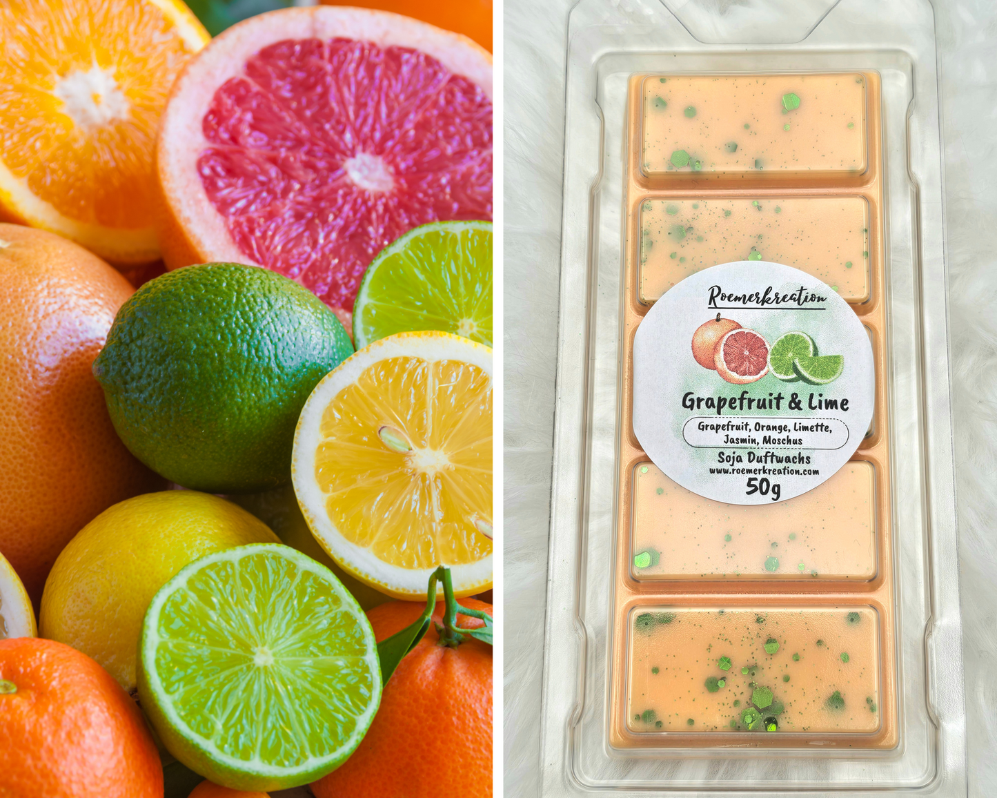 Tafel 50 g | Grapefruit & Lime | Duftwachs